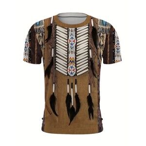 Aztec Men’s Brown T-shirt size extra large western style